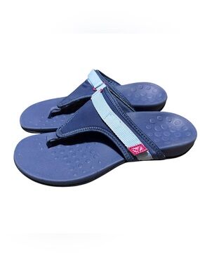 Vionic Tiffany T-Strap Thong Arch Support Comfort Slip On Blue Sandals Size 6
